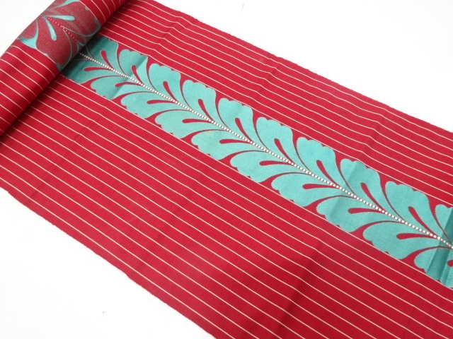 アンティーク　本場筑前博多　独鈷藤模様織り出し　八寸帯地反物